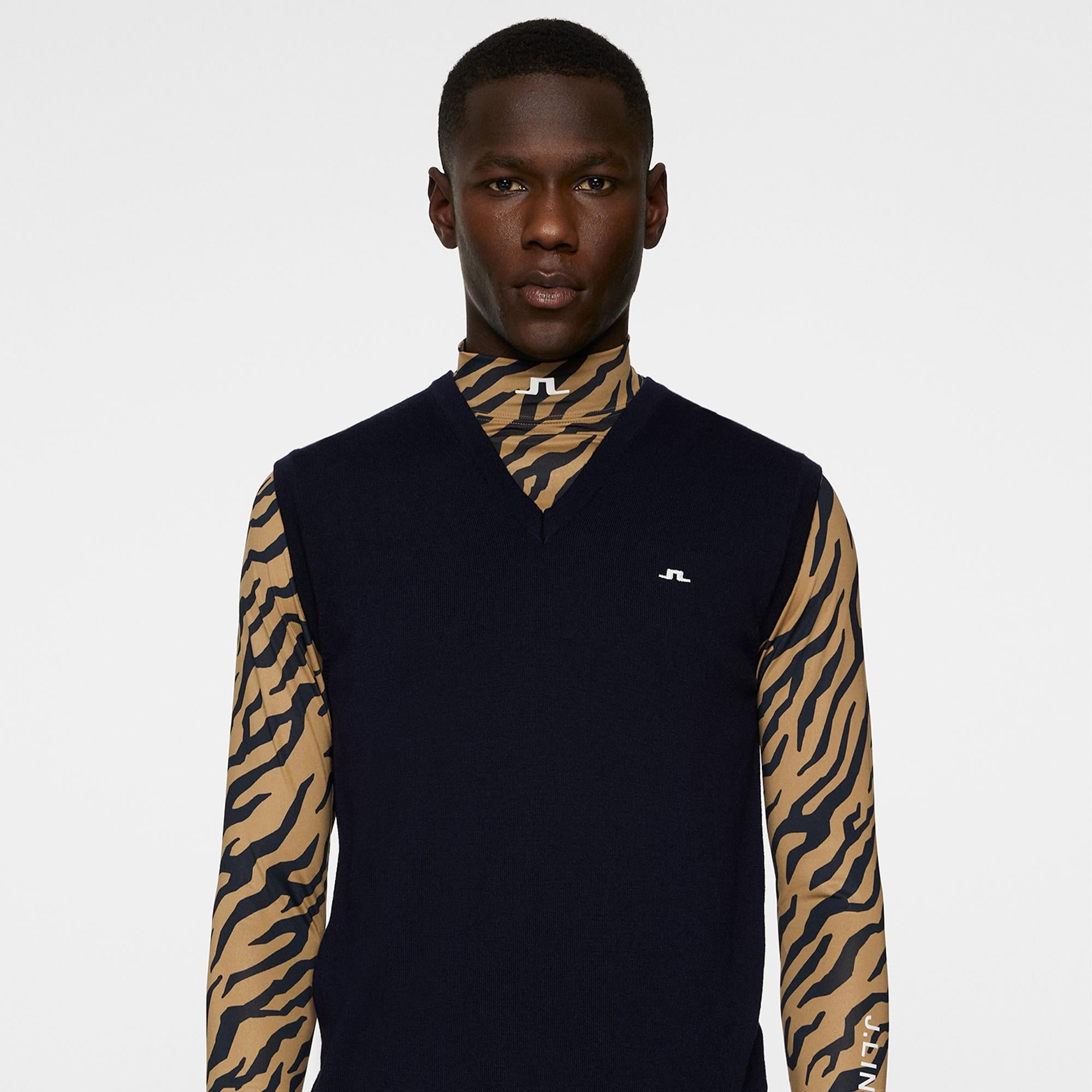 J Lindeberg Liam Knitted Mens Tour Merino Golf Vest Navy